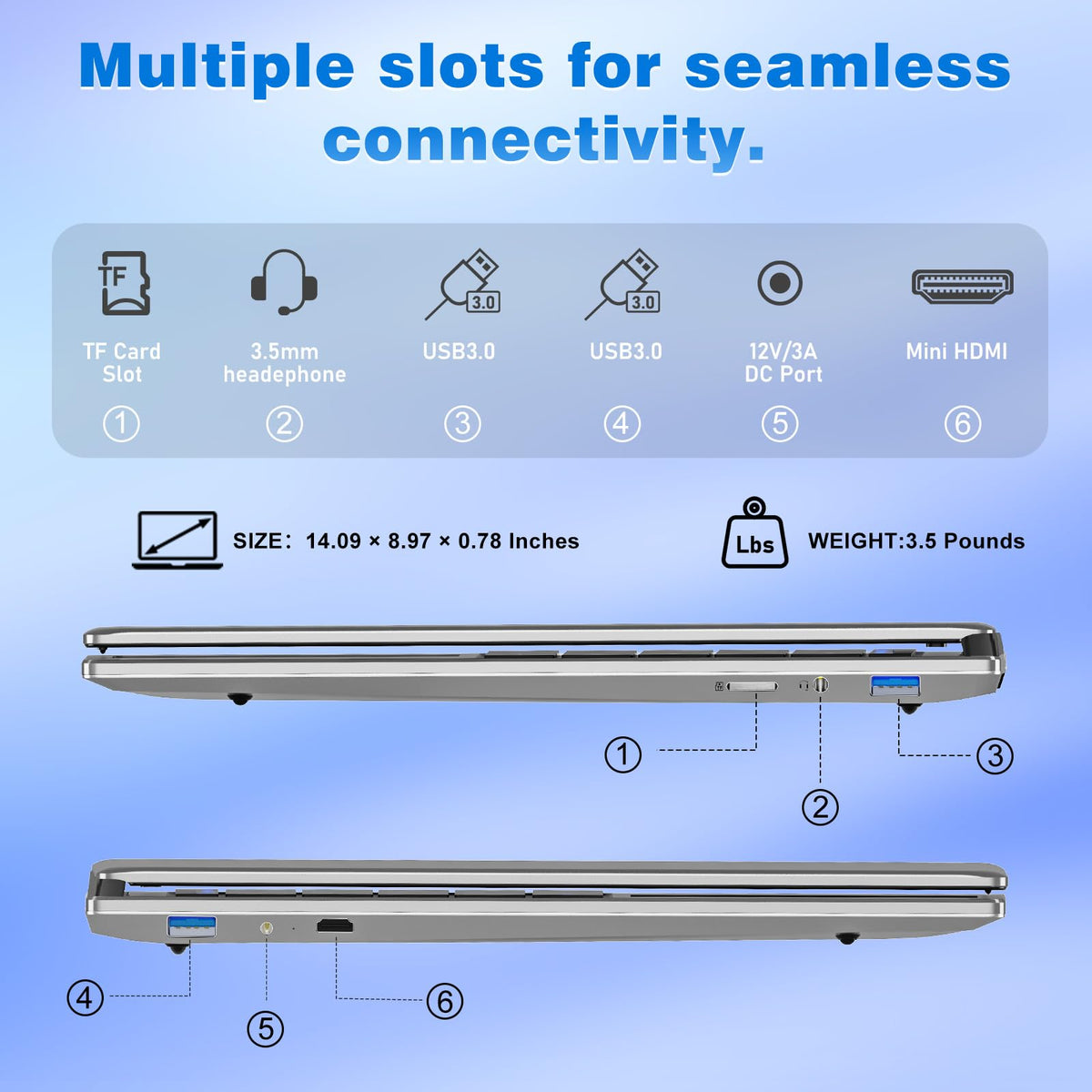 NAIKLULU Laptop Computer, Win 11 Pro Lap Top, 15.6 Inch Laptop PC 2026, 16GB RAM 256GB SSD, M3-6Y30 Processor, FHD Display 1920 * 1080P, WIFI5, BT4.2, 5000mAh Battery, for School Business Student