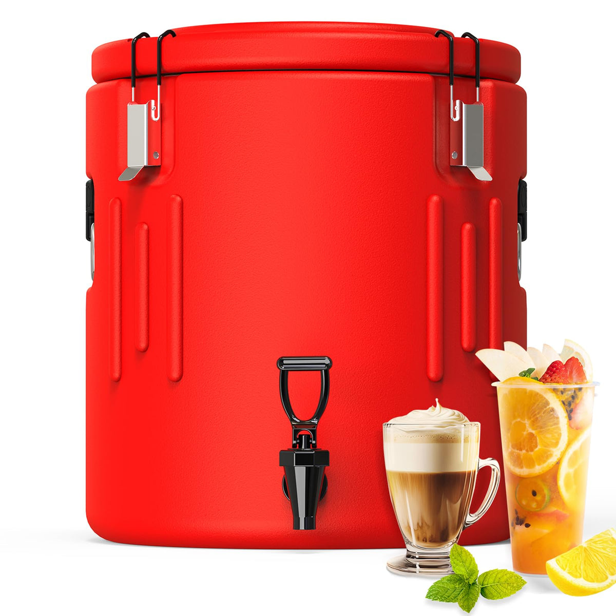 Insulated Beverage Dispenser 5 Gallon, Hot Drink Dispenser with 304 Stainless Steel Interior & Spout, Hot Water Dispenser for Parties, Portable Outdoors Water Jug for Camping Sports,N5