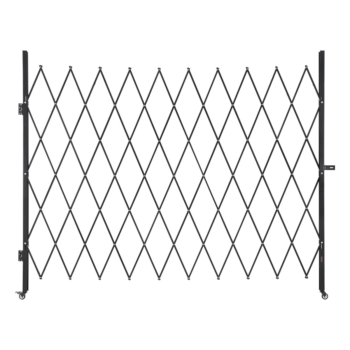 VEVOR Single Folding Security Gate, Lockable Scissor Gate with 360° Swivel Casters, Outdoor Barricade Steel Retractable Gates, for Entry Security, Garage, Warehouse & Pool, 94.49 x 86.81 in (W x H)