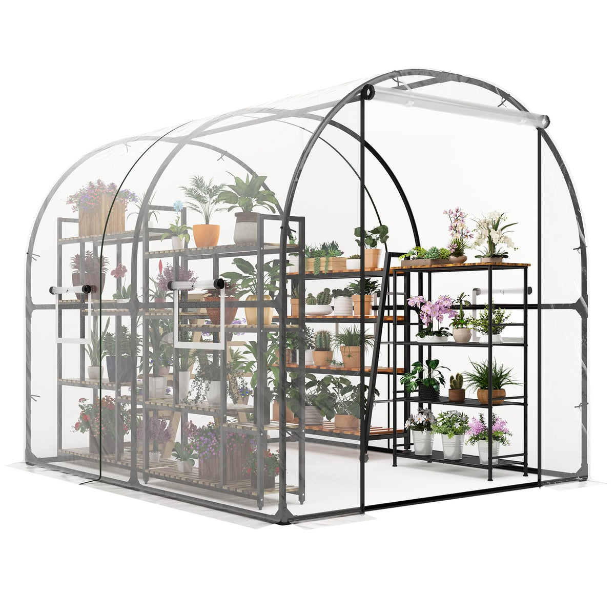 GarveeLife 8.2x6.6x6.6 ft Premium Greenhouse for Outdoors,Upgraded Portable Walk-in Heavy Duty Frame Large Garden Plant Hot Outside Hoop House,Transparent