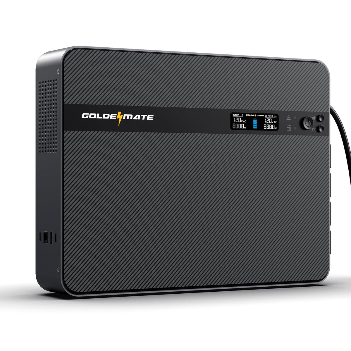 GOLDENMATE 1500VA/1000W Lithium UPS Battery Backup & Surge Protector, LiFePO4 Backup Battery(230Wh), Sinewave UPS with 8 Outlets & 2 USB Ports, Built-in Emergency Light, Wall Mount, LCD Display
