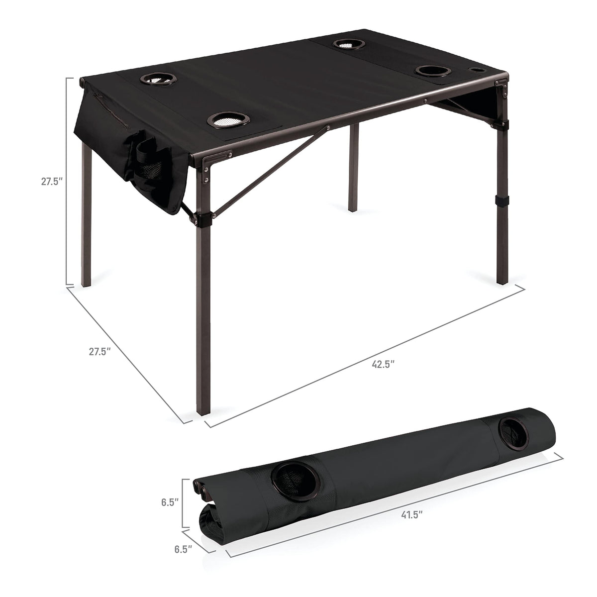 PICNIC TIME NCAA Syracuse Orange Travel Table Portable Folding Table, Camping Table, Outdoor Table with Carry Bag, (Black)