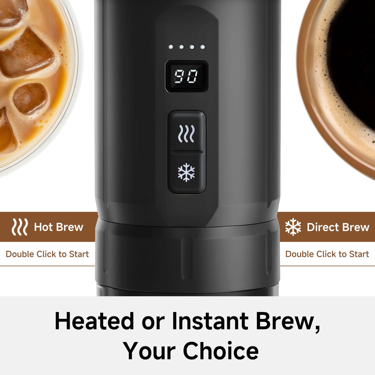 HIBREW H4C Ultra Portable Electric Espresso Maker, 51mm Bottomless Professional Coffee Maker, USB-C Rechargeable for Ground Coffee, Compact for Camping and Travel, with Foldable Holder & Carrying Case