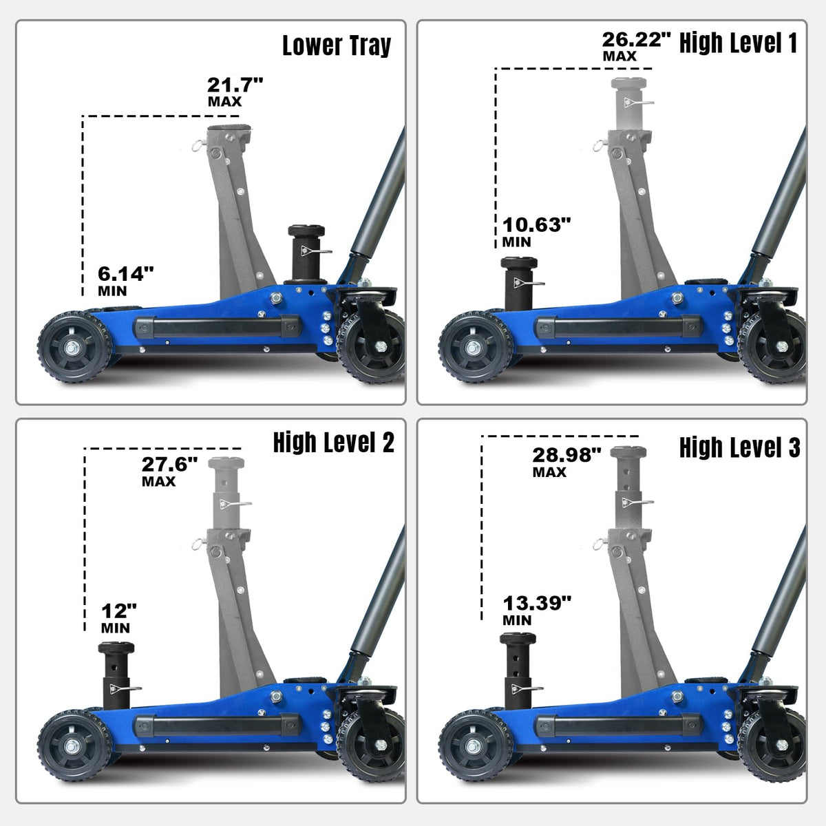 Jack Boss 3 Ton Off Road Jack with Big Wheels, Dual Pumps Hydraulic Lift, Heavy Duty Off Road for Trucks and SUV, Off-Road Vehicle Jack
