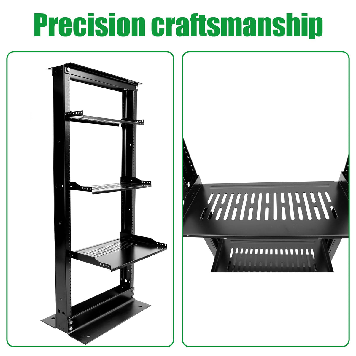 Server Rack Shelf-Universal Vented Rack Mount Cantilever Tray for 19" Network Rack & Cabinet - Heavy Duty Steel - Weight Capacity 115lb-3U H 18" D/ 2 Pieces Packaging GLOBALRACK (3U18, 18INCH)
