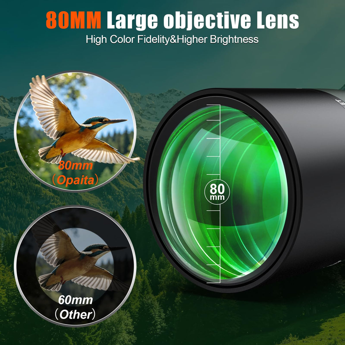 opaita 25-75x80 Spotting Scope for Target Shooting - HD Waterproof Scope for Hunting Bird Watching Wildlife Observation - High Powered Spotter Scope with BAK4 Prism Tripod & Phone Adapter