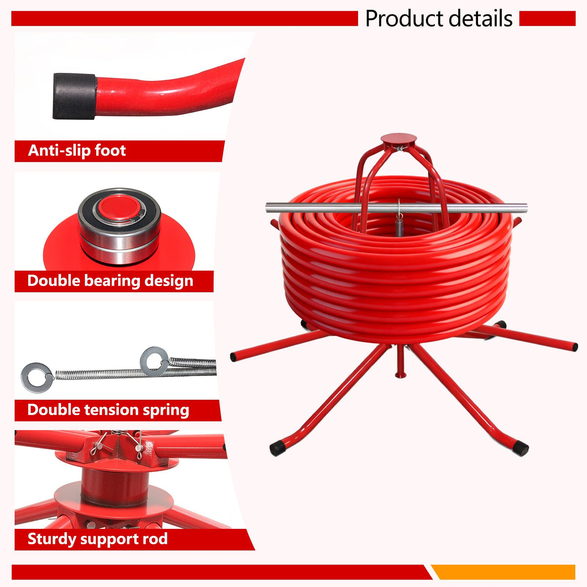 Pipe Uncoiler, PEX Piping Uncoiler, Multi-function Folding Tube Dispenser, Heavy Duty Potable Water Tubing Decoiler for 3/8'' to 1'',Maximum Load of 440Lbs