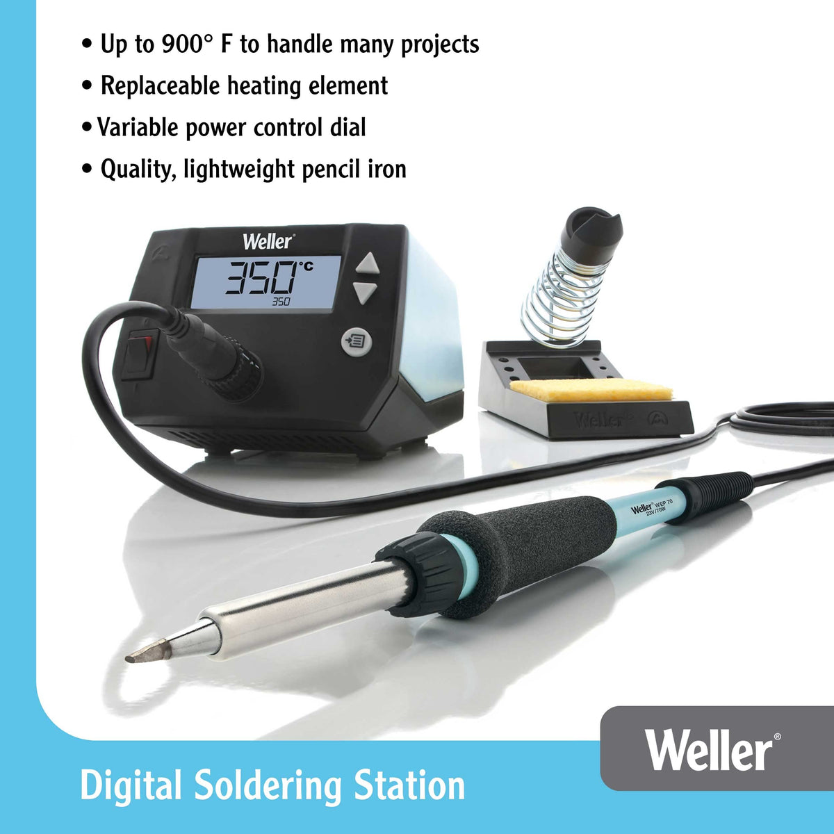 Weller WE1010NA Digital Soldering Station with Weller Solder Wire, Dia: 1.0 mm / 0.039 in, Wt: 100 g / 3.527 oz, Alloy Sn60Pb40, Flux content 2.2% - WSW SnPb (T0051403099)