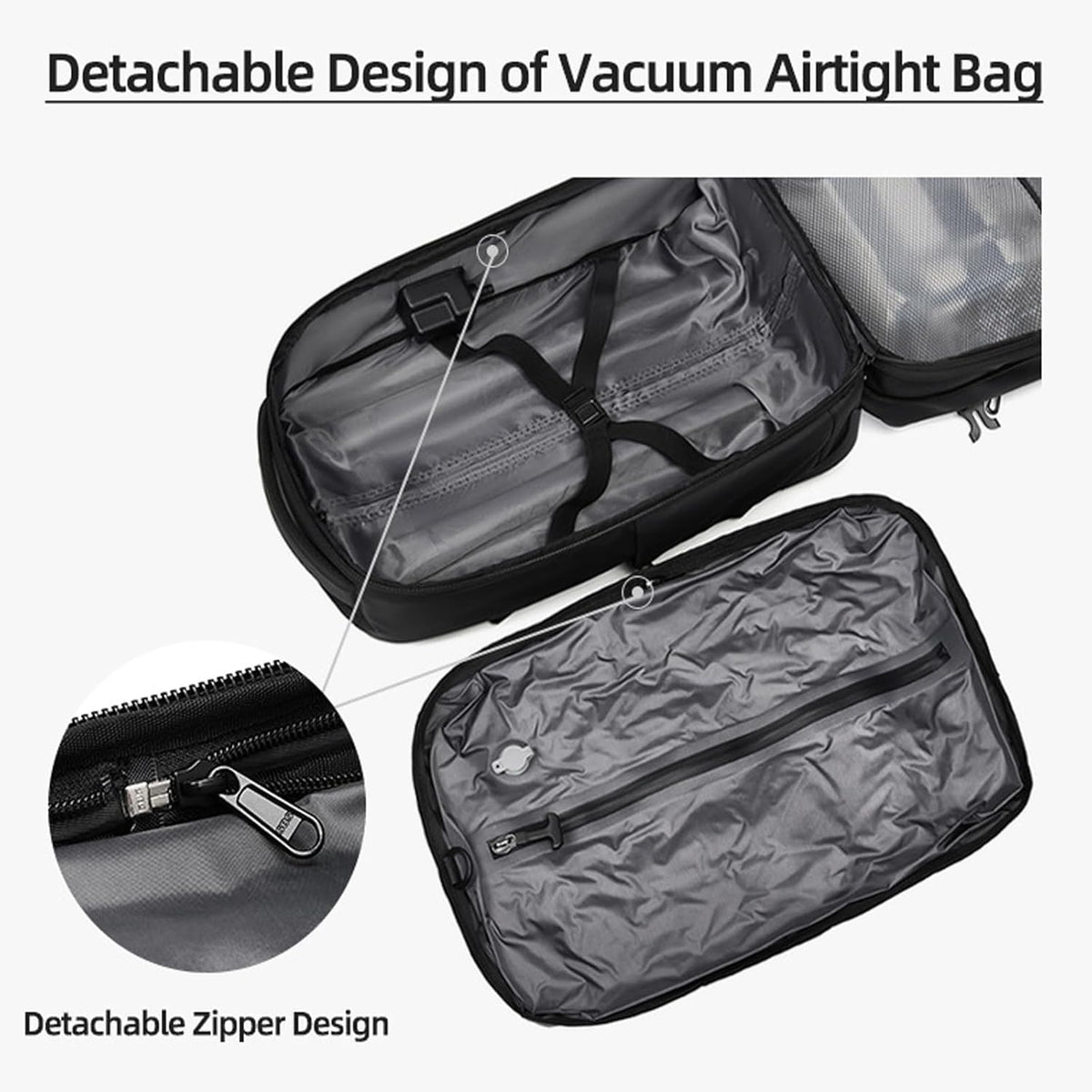 Visnalefry 21" Vacuum Compression Backpack with Wheels, Expandable, Waterproof, Carry On Travel, Laptop Bag, Flight Approved Luggage Rolling Suitcase Backpacks(Built-in Vacuum Backpack with wheels)