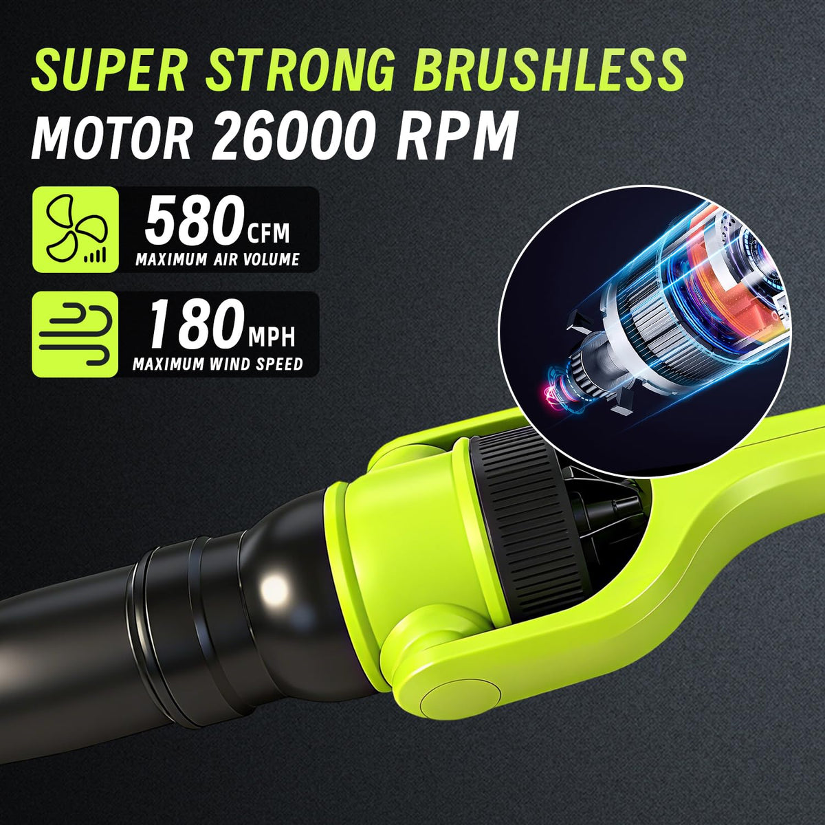 Cordless Leaf Blower, 21V Leaf Blowers, 580CFM/180MPH Brushless Motor, with 2 Lightweight Batteries 3.0Ah & Charger, and 3-Speed Leaf Blower 2-in-1 Design with Gutter Cleaning Kit for Garden & House