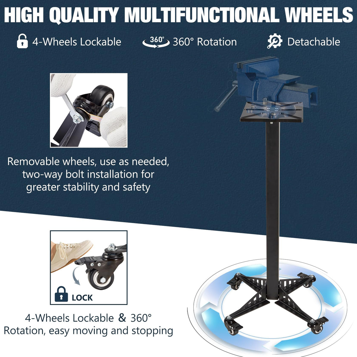 Krimocy Bench Grinder Stand, Mount Vise and Grinder Stand Pedestal with 9.85" x 8.66" Mounting Plate, Compatible with Most Bench Grinders