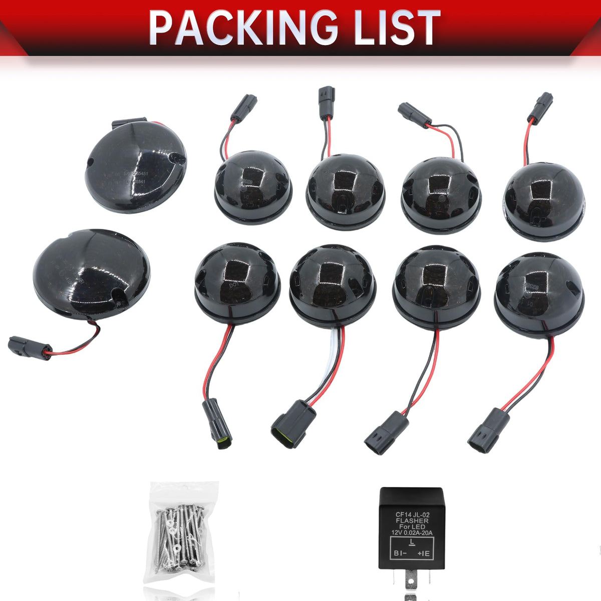 PLUSBEAM LED Upgraded Light Tail Light Kits, 10Pcs Led Indicator Light Compatible with Land Rover Defender 1990-2016 (Smoked Lens)