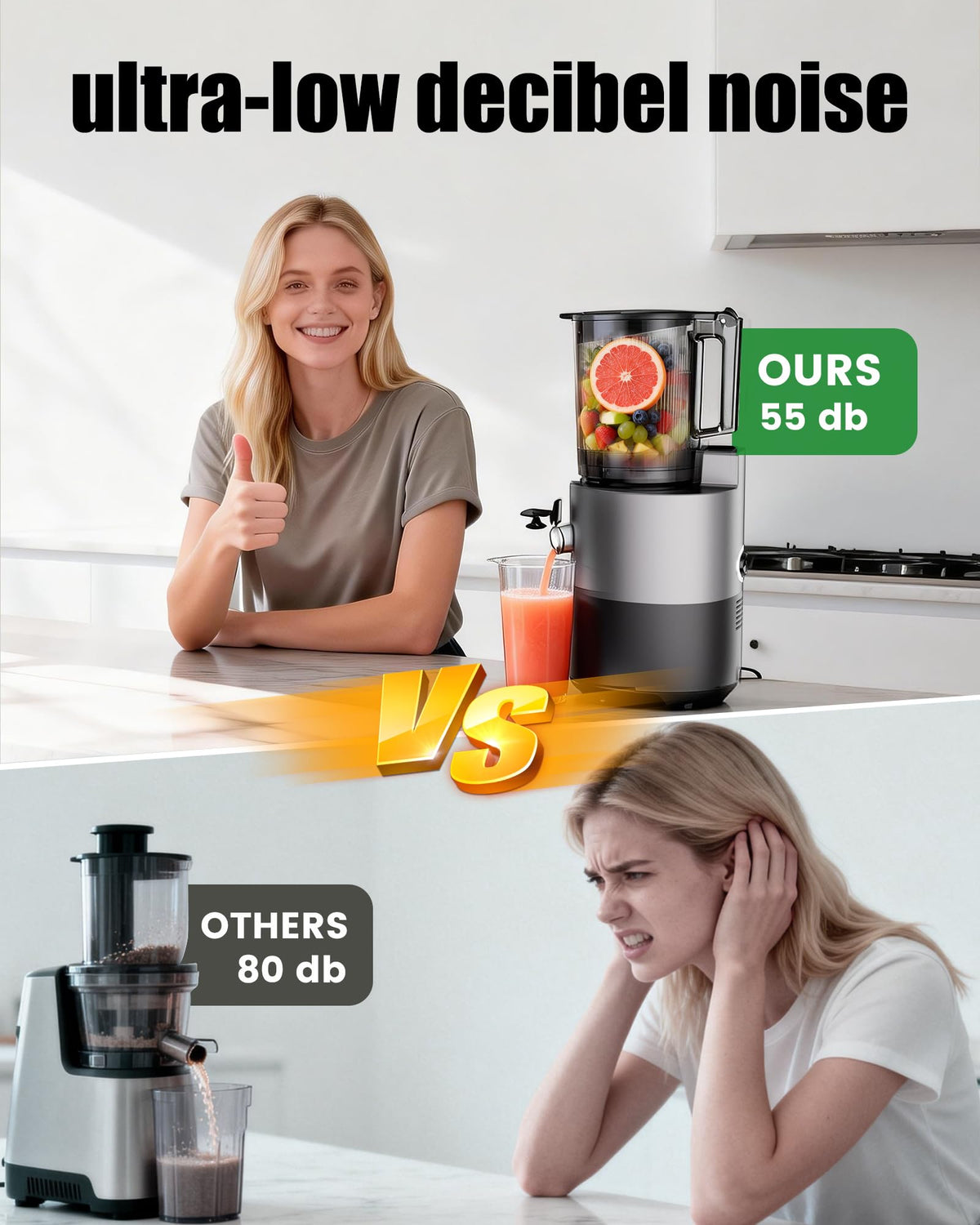 Staweiger Juicer Machines, Cold Press Juicer with 6" Extra Wide Chute, 90oz Capacity, Powerful AC Brushless Motor, High Juice Yield, Quiet Low db, BPA-Free Juicer Press For Whole Vegetables & Fruits