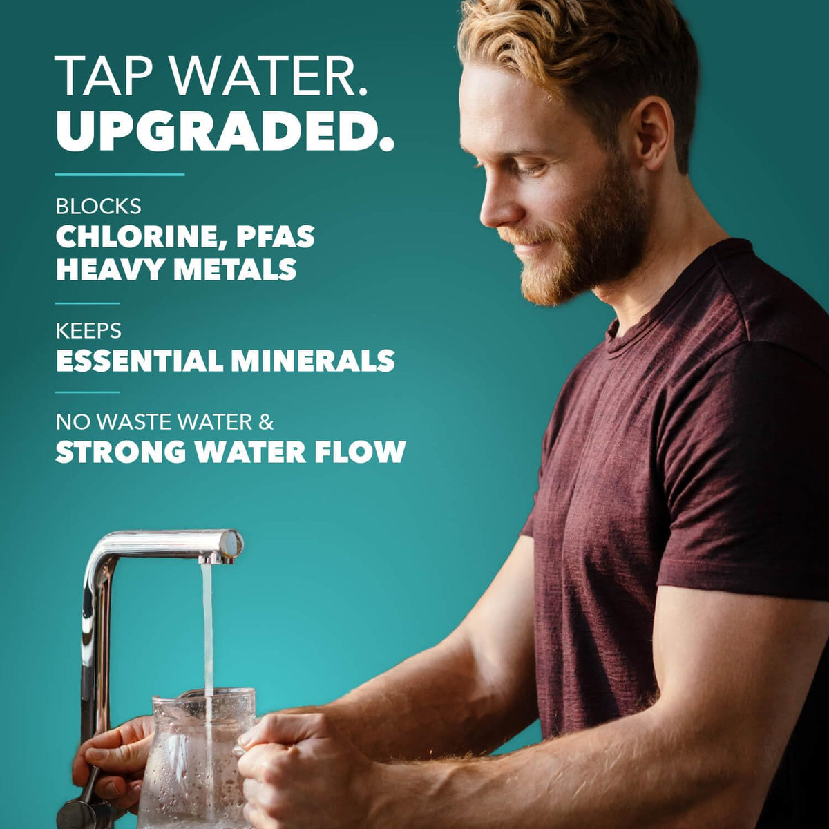 CuZn Under Sink Water Filter for Sink Faucet, 5 Year Filter Life, NSF/ANSI 42 & 372 Certified, Reduces PFAs, PFOS, Lead, Chlorine, Inline Faucet Connection, Improves Tap Water Taste