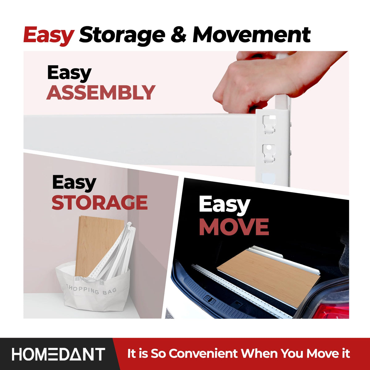 HOMEDANT 47.7" W Deep 5 Tier Heavy Duty Garage Shelving Adjustable Metal Rack Storage Shelves Standing Shelf Unit Organizers Industrial Warehouse Basement White 1Pack