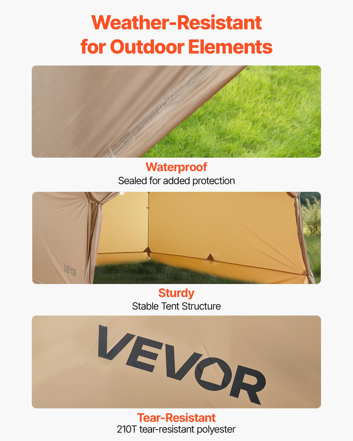 VEVOR Camping Hot Tent, 2 Persons Cabin Hot Tent with Stove Jack, Waterproof Winter Tents Shelters with Vents, Lightweight & Portable 4 Season Tents for Hiking Fishing Hunting Backpacking
