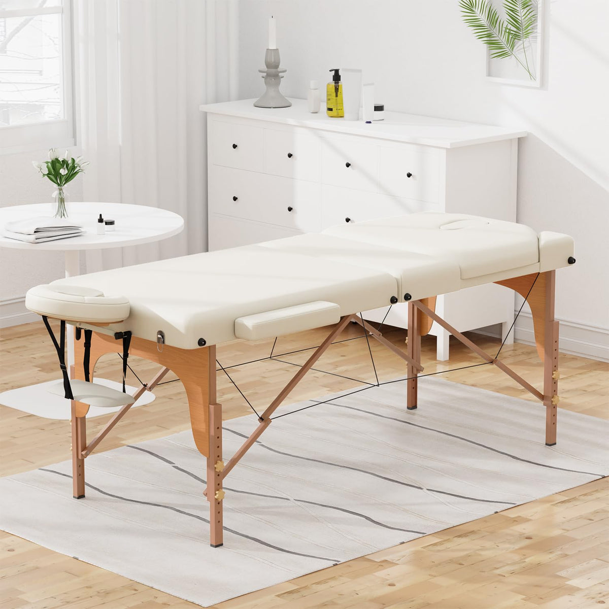 BestMassage Massage Bed Portable Massage Table 77" L 28" W Lash Bed Height Adjustable 3 Folding PU Leather with Oxford Bag for Spa Footmassage Facial CareSpa Tattoo