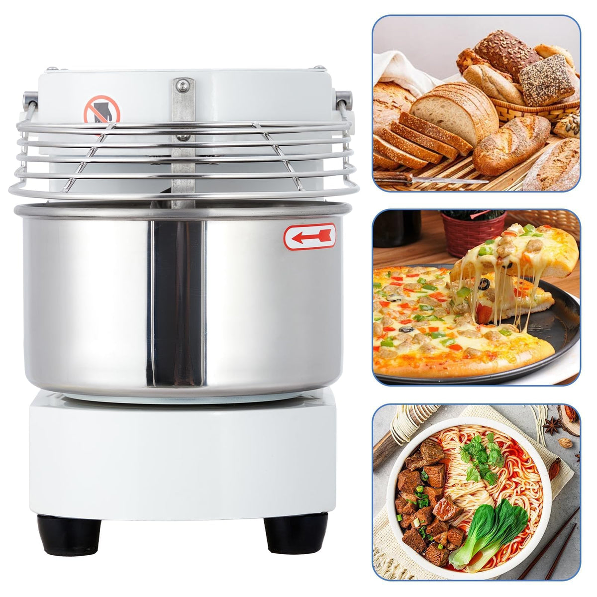 ExploreHorizon 10.5 Qt Commercial Food Mixer，110V 650W Dual-Rotation Dough Kneading Machine with Touchscreen Timer，Food-grade Stainless Steel Bowl & Safety Shield for Bakeries & Restaurants