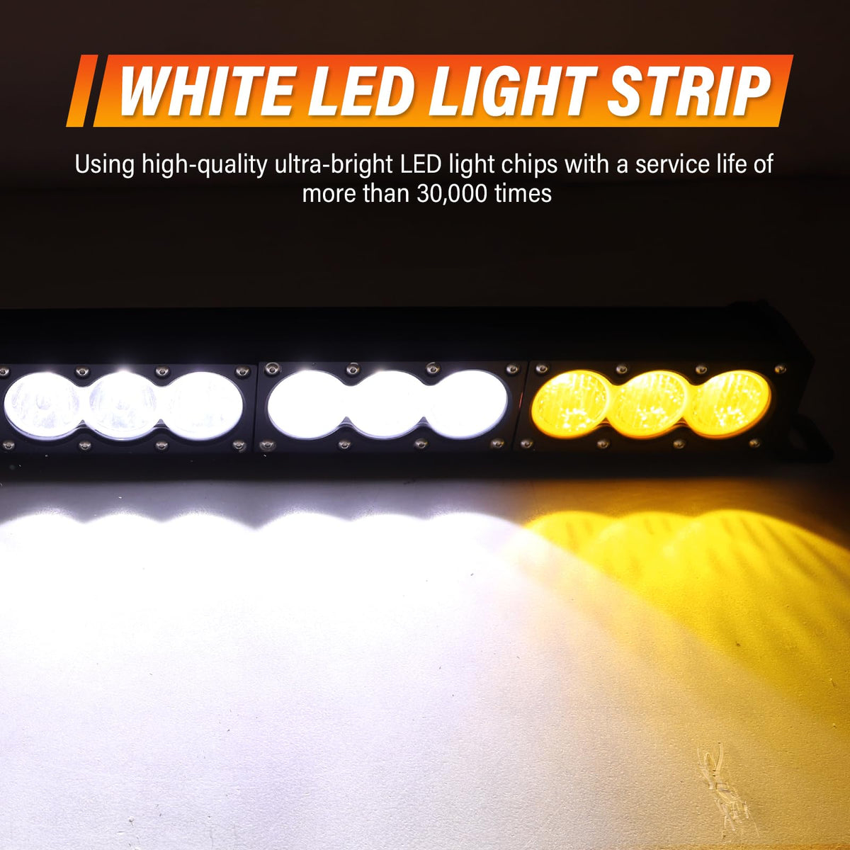 Willpower 54 inch LED Light Bar Single Row Dual Color 300W Off Road Light Bar White Amber Combo LED Work Light Truck UTV 4x4 Cars SUVs ATVs Boats Fog Driving Light with Wiring Harness kit
