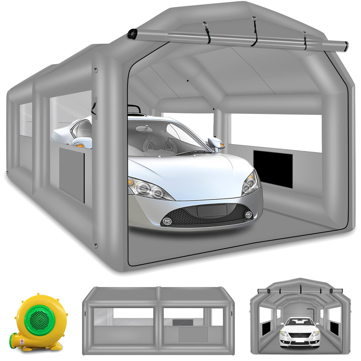 GZKYYLEGS Inflatable Paint Booth, 20X13.5X9.7Ft Spray Paint Booth, High Powerful 1100W Blower Inflatable Spray Booth with Air Filter System for Car Parking Tent Workstation