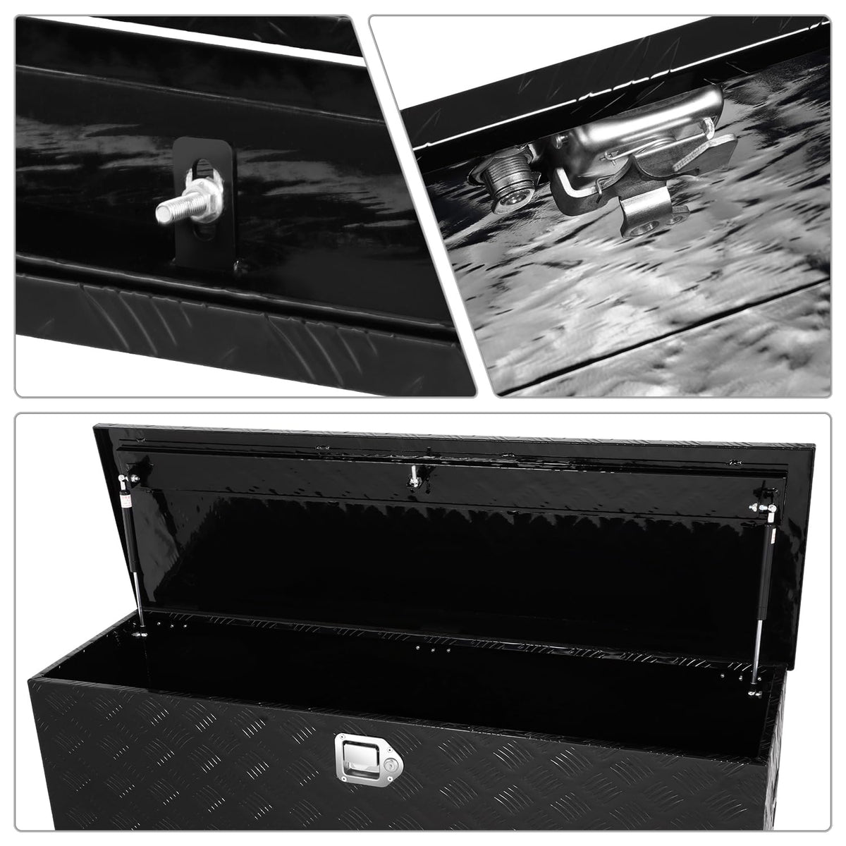 DNA MOTORING Truck Tool Box Lockable Storage Box, Truck Bed Tool Box Truck Bed Organizer Aluminum Truck Tool Boxes for Bed of Truck, w/Lock & Keys, 47"L X 15" W X 15" H Black, TBOX-T5-001-BK