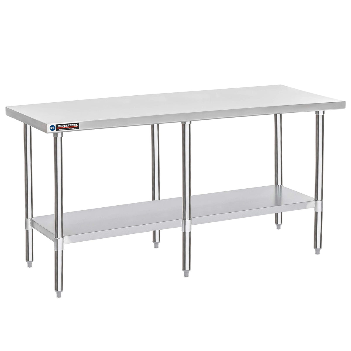 DuraSteel 24x84 Stainless Steel Work Table - NSF Commercial Prep Metal Table - Outdoor Pizza Oven Stand w/Under Shelf - Kitchen Island Laundry Utility Garage Microwave Stand Large Rolling Storage Cart