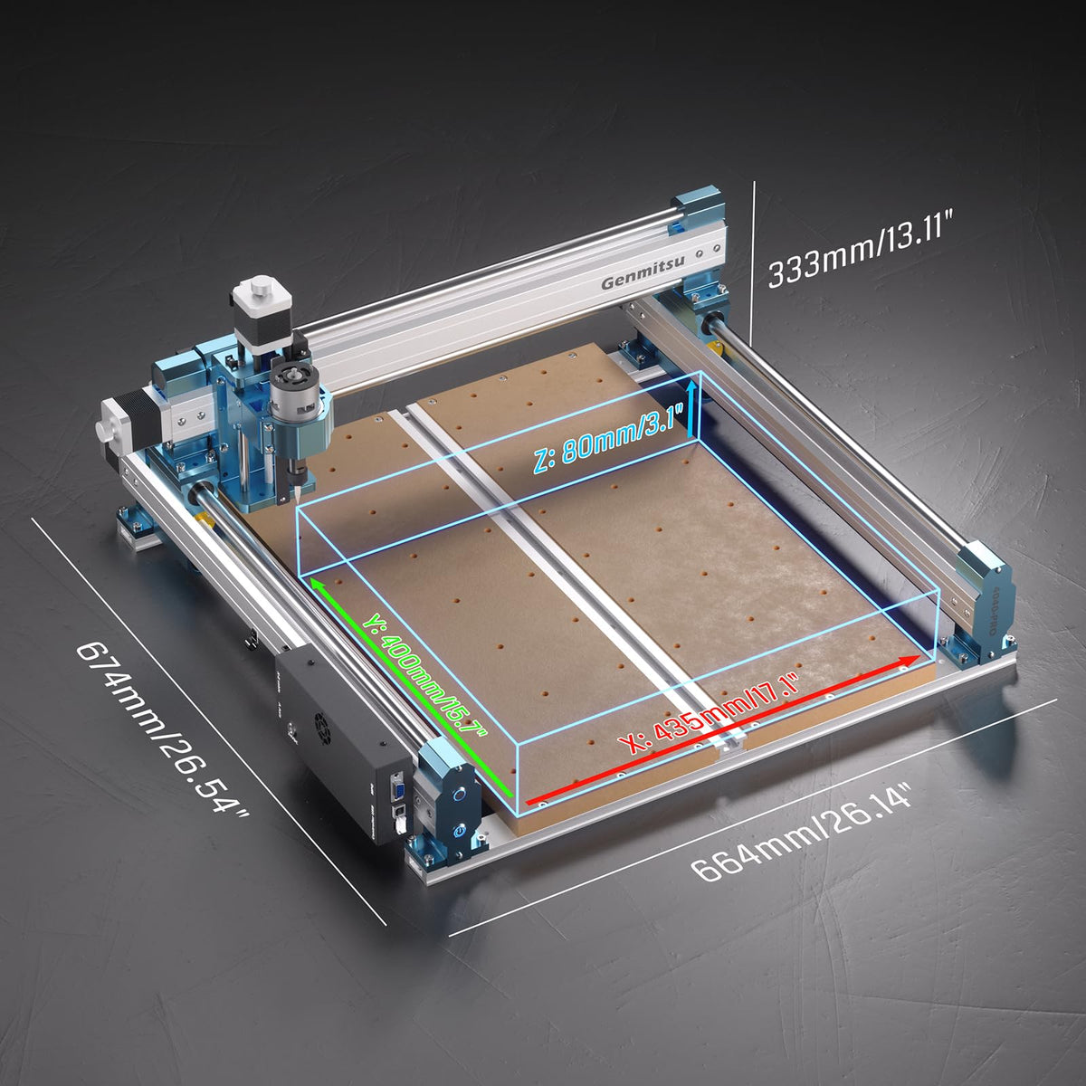 Genmitsu CNC Router Machine 4040-PRO + CFL10-40 10000mW Laser Module, for Metal Acrylic Cutting Milling, GRBL Control, Lead Screw Driven, 3 Axis Engraving, Working Area 15.7” x 15.7” x 3.1”