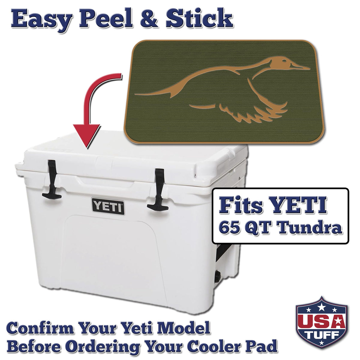 USATuff SeaDek EVA Mat Cooler Pad fits YETI 65 Tundra | Peel & Stick Application | Non Slip Comfort Accessories - Duck Solo Hunting Outdoorsman (OliveGreen-Mocha)