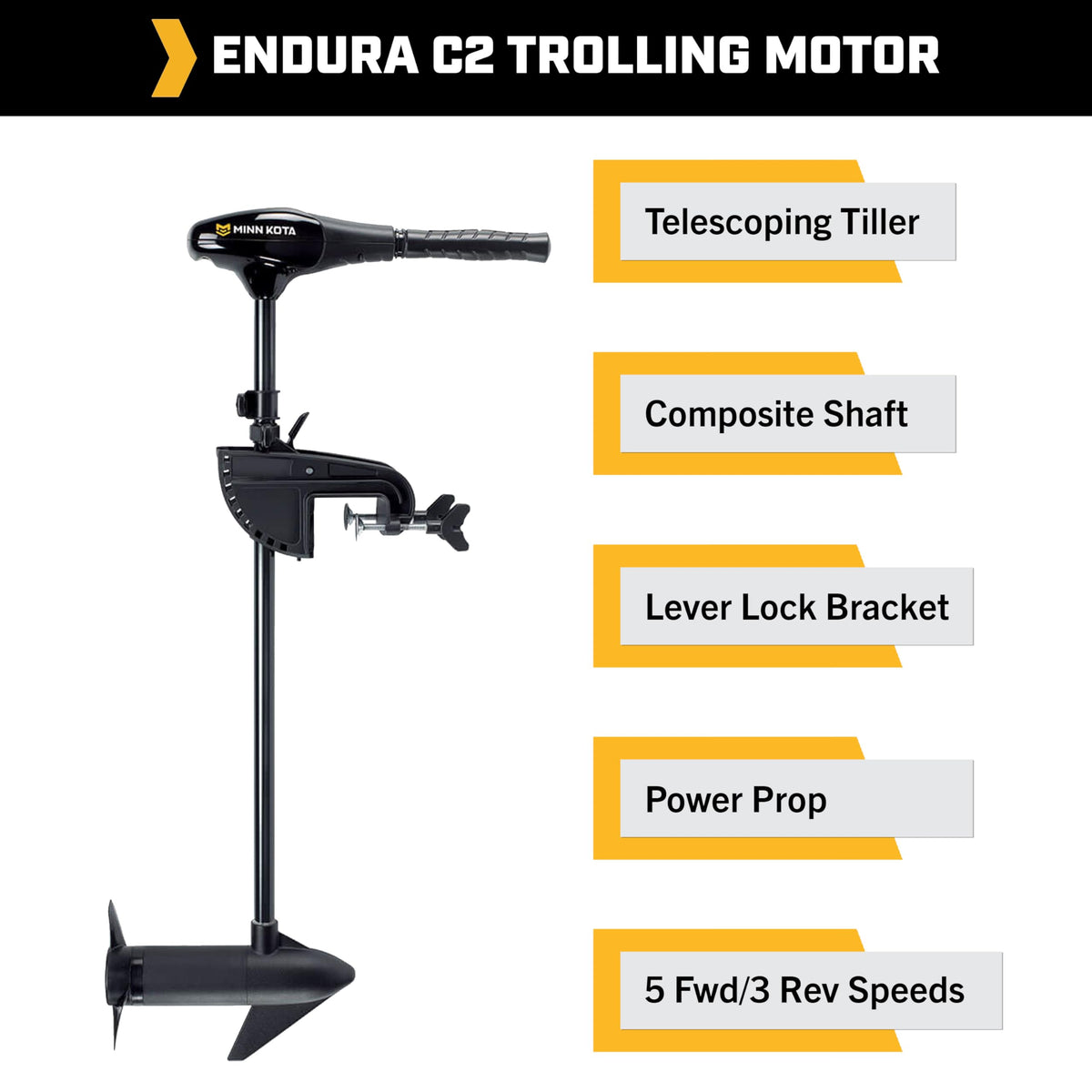 Minn Kota Endura C2 Transom-Mount Electric Trolling Motor – 30 Lb. Thrust, 30 in. Shaft, Freshwater