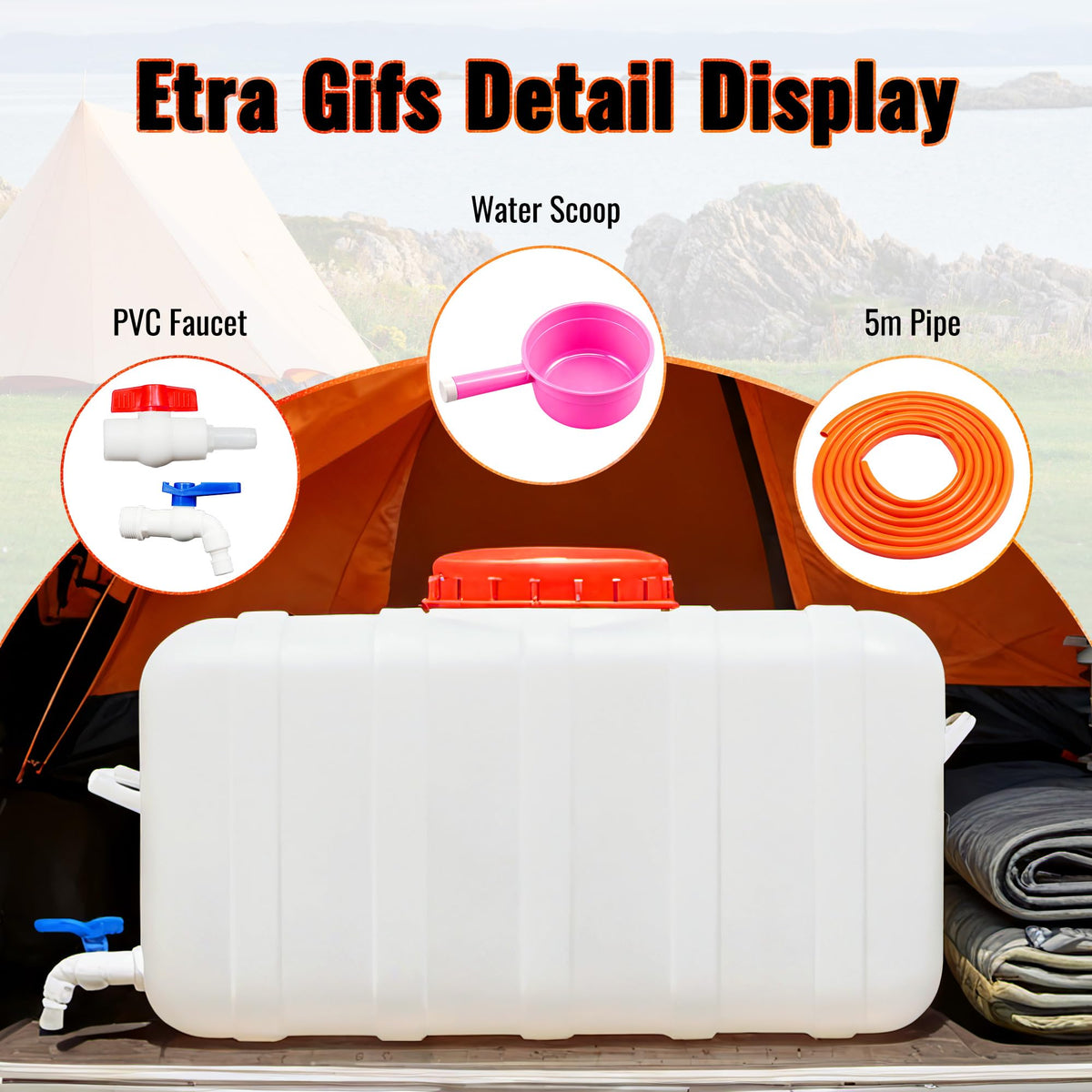 21Gallon/80L Water Storage Tank, Portable Water Tank for Outdoor Camping,Farms and Gardens, Rectangular Translucent White
