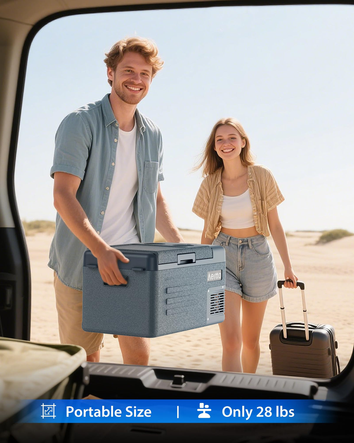 Aeitto 12 Volt Car Refrigerator 30Quart Car Fridge Freezer Electric Cooler Portable Cooler 12V Fridge RV Refrigerator -4℉-68℉ Temp Control 12/24V DC & 100-240V AC for Travel, Camping, RV, Road