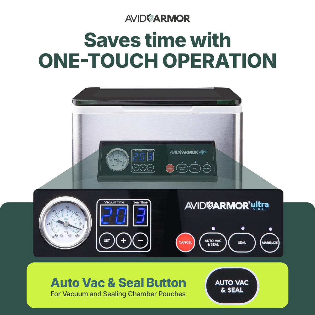 Avid Armor Chamber Vacuum Sealer Machine USV20 Ultra Series for Wet Foods, Meat Vacuum Packing Machine, Compact with 11.5-Inch Vaccum Sealer Bar