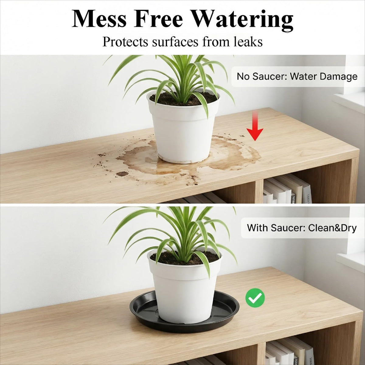 Tulpeed 30 Pack Plant Saucer 8 Inches Plant Trays for Pots Plastic Round Drip Trays Flower Pot Saucers Black Planter Water Tray Plant Drainage Tray, Black