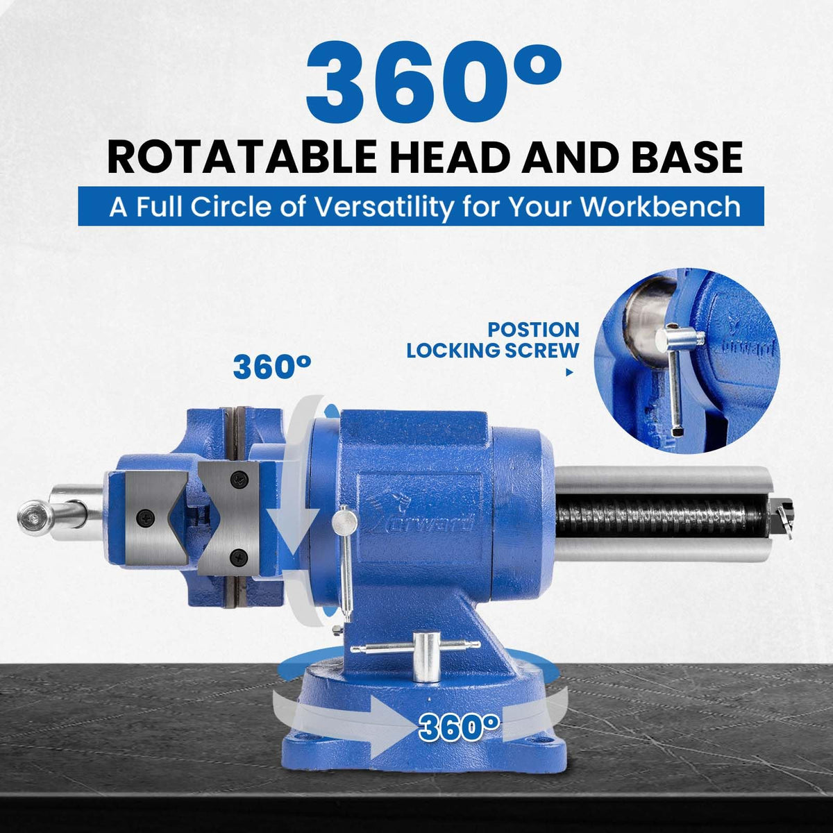Forward HY-DT150B-6IN Heavy Duty Bench Vise 360-Degree Swivel Base and Head with Anvil (6")