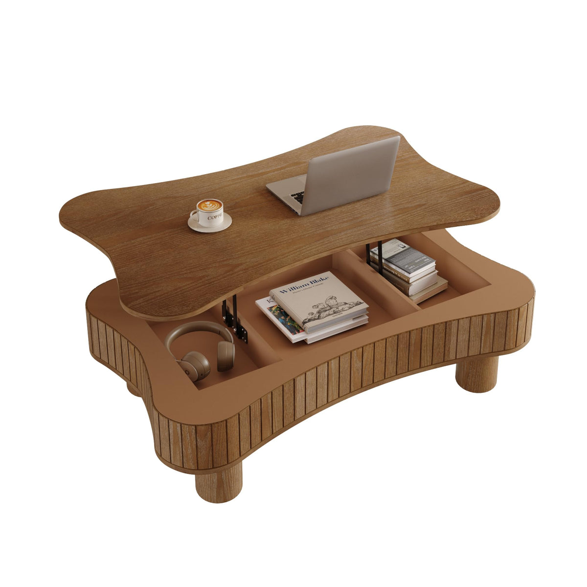 KEIKI 42" Lift Top Wood Coffee Table Endtable with Hidden Storage,Silent Lift,Hydraulic Curved Safety Corners for Living Room