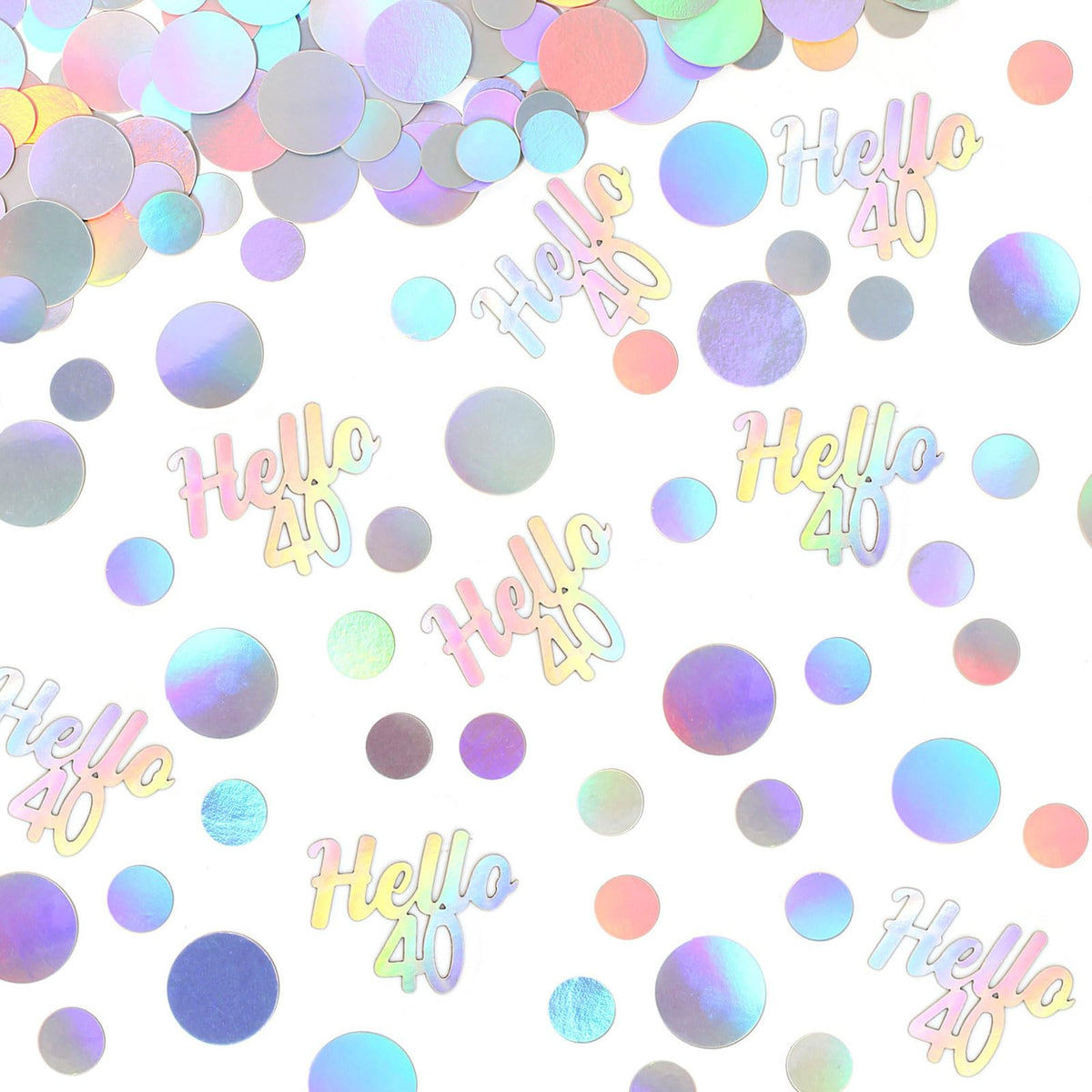 Vofrise 40th Birthday Confetti for Table Iridescent Birthday Party Decorations for Her Circle Dots Hello 40 Women Forty Years Old Birthday Table Scatters Decor Anniversary Party Supplies 300PC