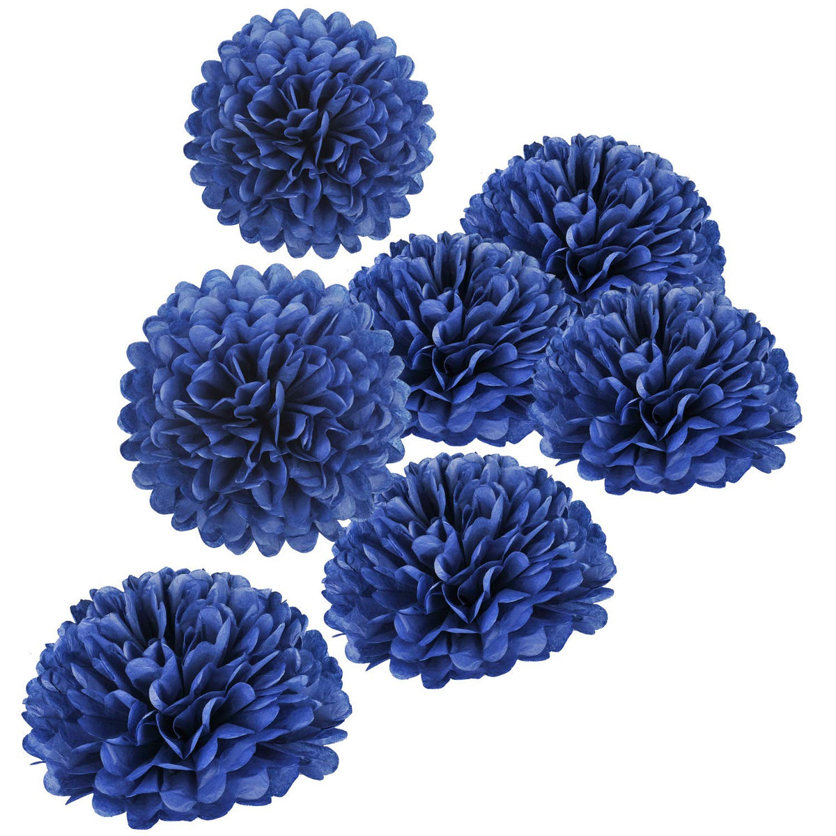 10" Navy Blue Tissue Pom Poms DIY Tissue Paper Flowers for Birthday Wedding Baby Shower Tea Party Dessert Table Decoration, Pack of 18