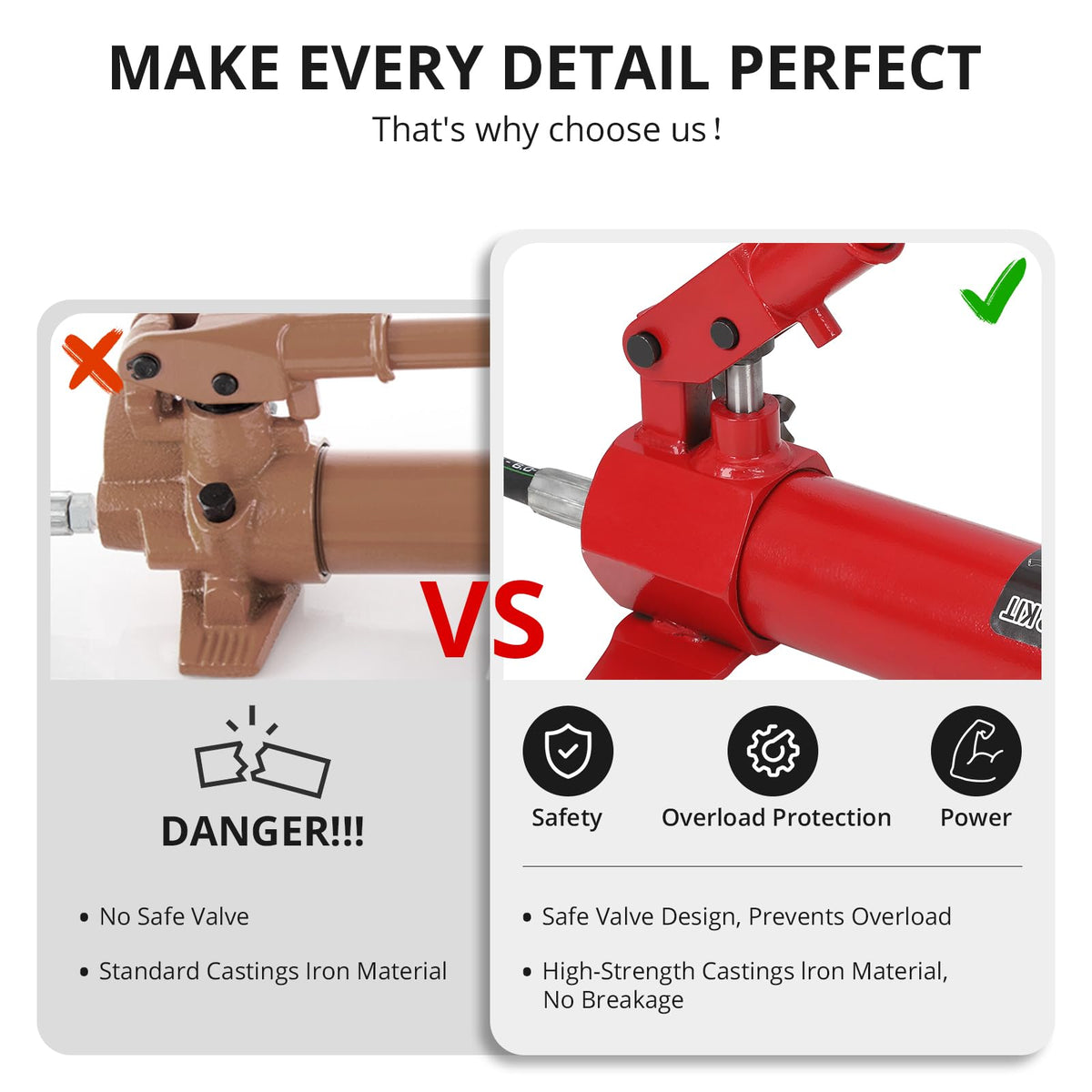 GarveeHome 10 T Porta Power Kit Heavy Duty Hydraulic Ram with Secure Transport Case for Auto Shop Frame Repair Construction Equipment Professional Grade Lifting Tool