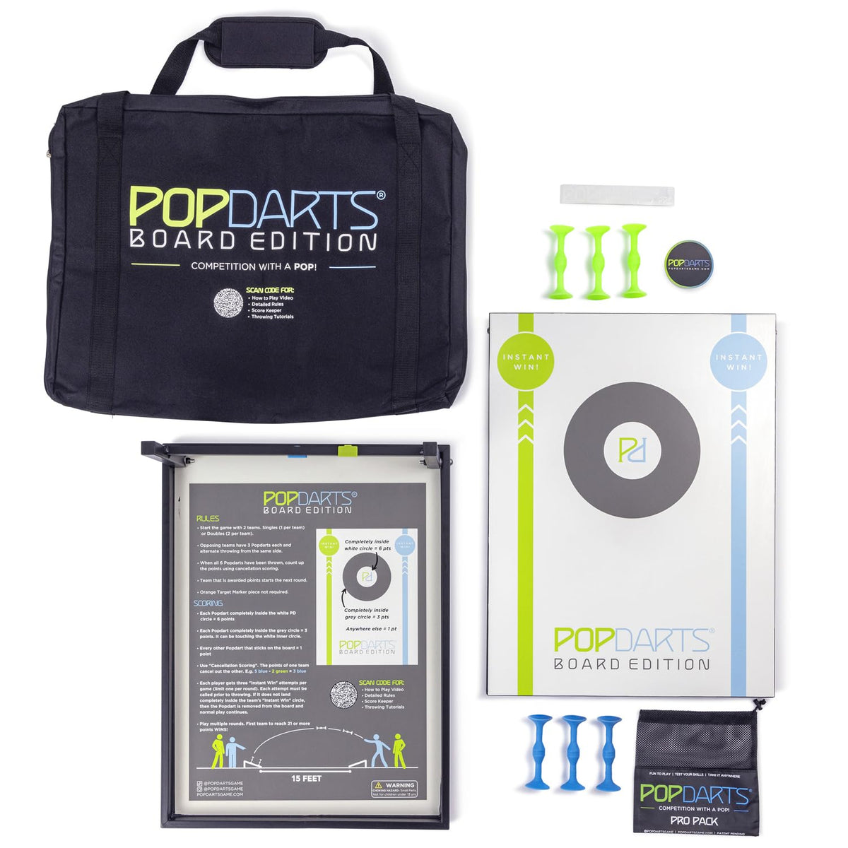 Popdarts Board Edition Set - Backyard, Indoor and Outdoor Game - Great Cornhole Alternative - Includes 2 All-Weather Boards, Original Set, Travel Case, and Score Keeper