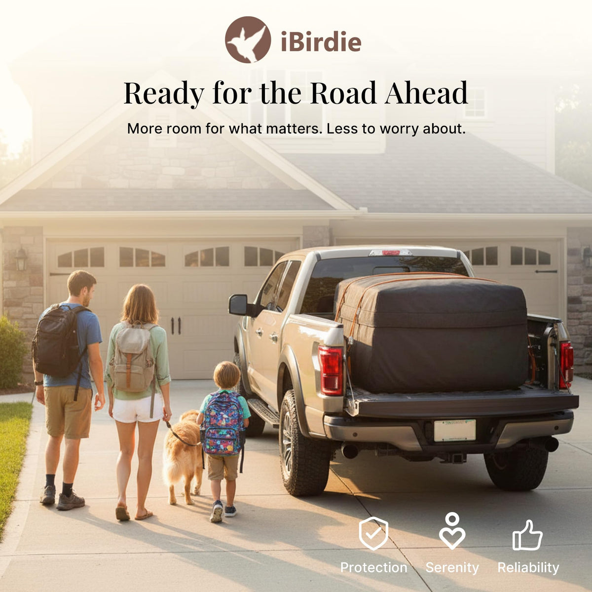iBirdie Truck Bed Cargo Bag, 32 Cubic Feet Waterproof Storage Box, 1200D Heavy Duty, Size 60'' × 37'' × 25'', Foldable Soft-Shell Cargo Organizer with Straps