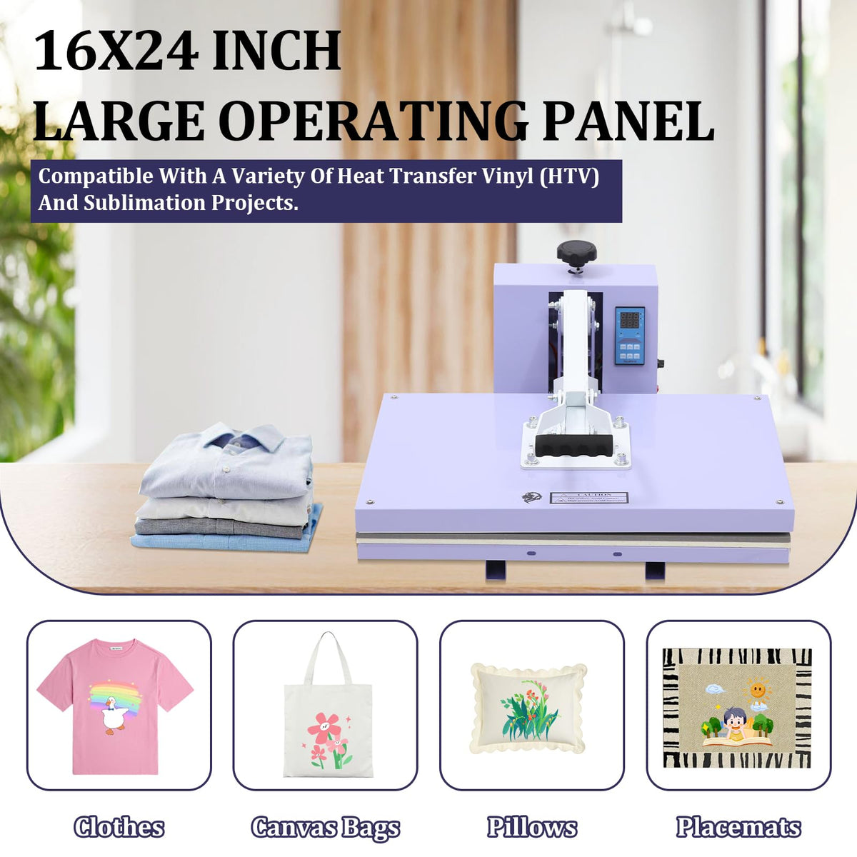 GarveeLife 16x24 in Heat Press Machine, Large Operating Panel T-Shirts Heat Press, Fast Heating, Digital Sublimation Printer High Pressure Heat Press Machine for Clothes Canvas Bags Pillows Placemats
