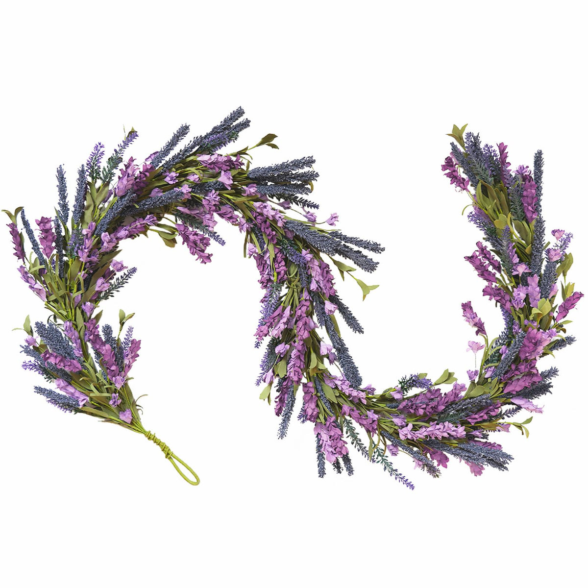 Egolot Purple Lavender Flower Garland for Mantle & Fireplace, 70Inch Spring Summer Garland for Front Door Wedding Decor, Rustic Farmhouse Indoor Outdoor Swag