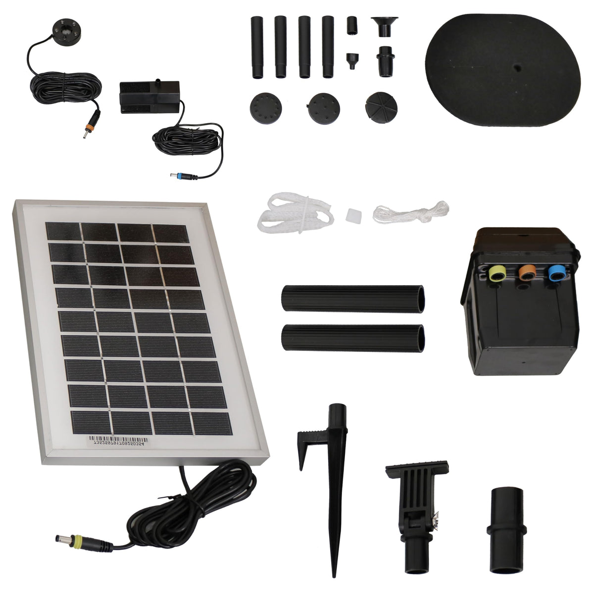 Sunnydaze 66 GPH Submersible Solar Water Pump - 36-Inch Lift - Solar Panel Kit with Battery Pack and LED Light for Fountains and Bird Baths