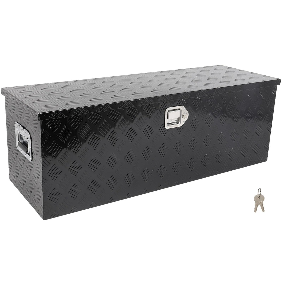 SCITOO 44 Inch Diamond Plate Truck Bed Tool Box,Aluminum Heavy Duty Crossover Storage for Most Full Size Pickups,Lockable Weatherproof Chest,Fits 44" Truck Beds,Easy Access to Load and Unload