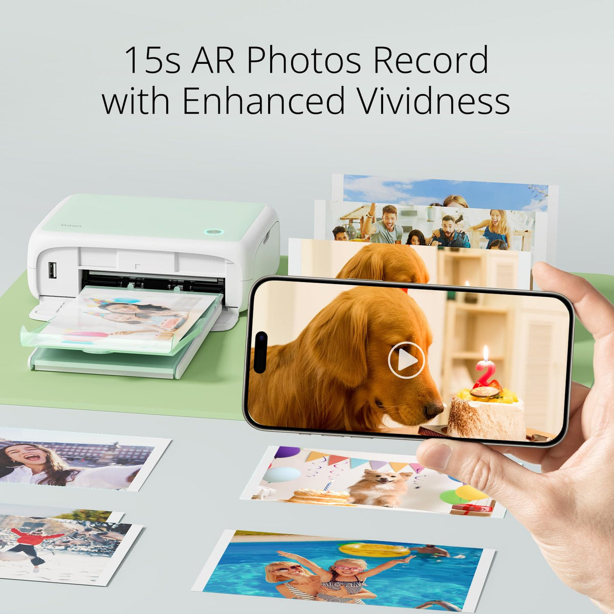 YOTON Photo Printer with 108 Sheets (6"x4") & 2 Ink Ribbon, Support AR Video Printing, WiFi Connection, Portable Photo Printer for iPhone/Android/Laptop