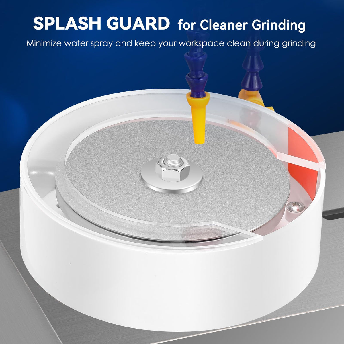 Mxmoonant Gem Faceting Machine, 0-2980rpm Adjustable Speed, 96 Divisions Index Wheel for Precise Manipulation, Equipped with a Splash Guard & LED Light, Ideal for Beginner Grinding of Gem, Jade