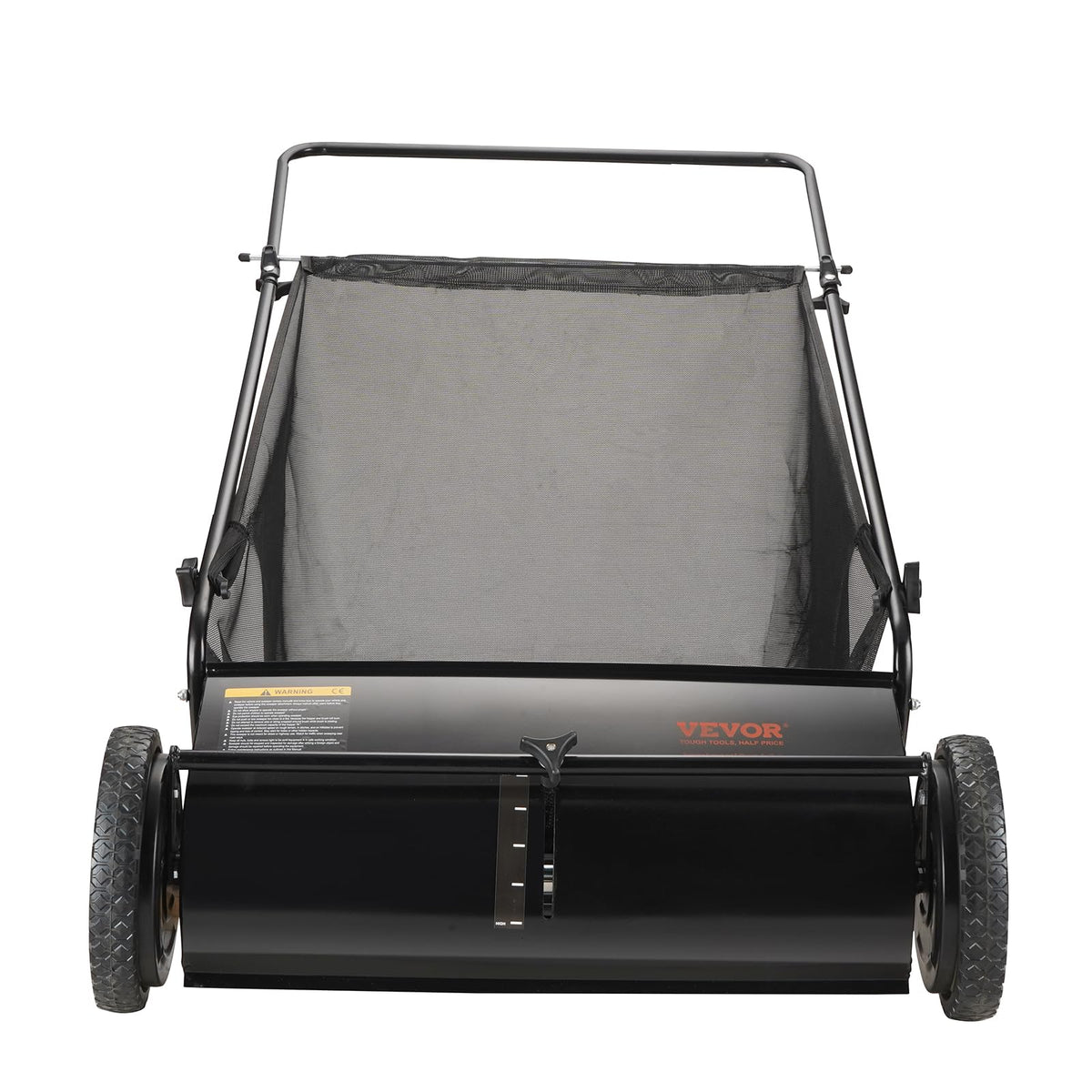 VEVOR Push Lawn Sweeper, 26 Inch Leaf & Grass Collector, Strong Rubber Wheels & Heavy Duty Thickened Steel Durable to Use with Large Capacity 7 ft³ Mesh Collection Bag, 4 Spinning Brushes