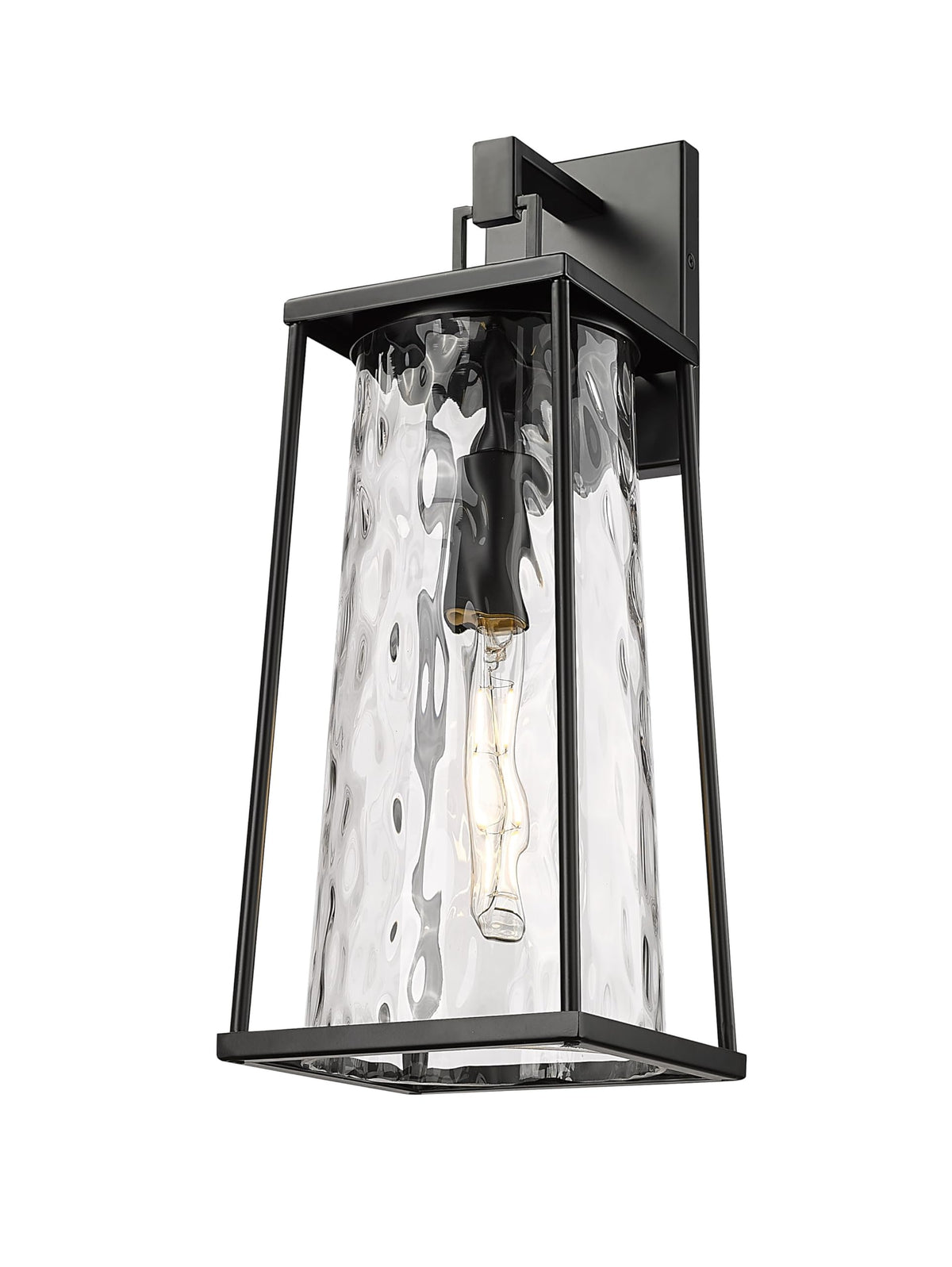 ML Lighting | Dutton Collection | 10611-PBK | 1 Light Outdoor Wall Sconce in Powder Coated Black with Textured Glass Shade | Perfect for Walkways, Porches, Backyards, Patios, and Driveways