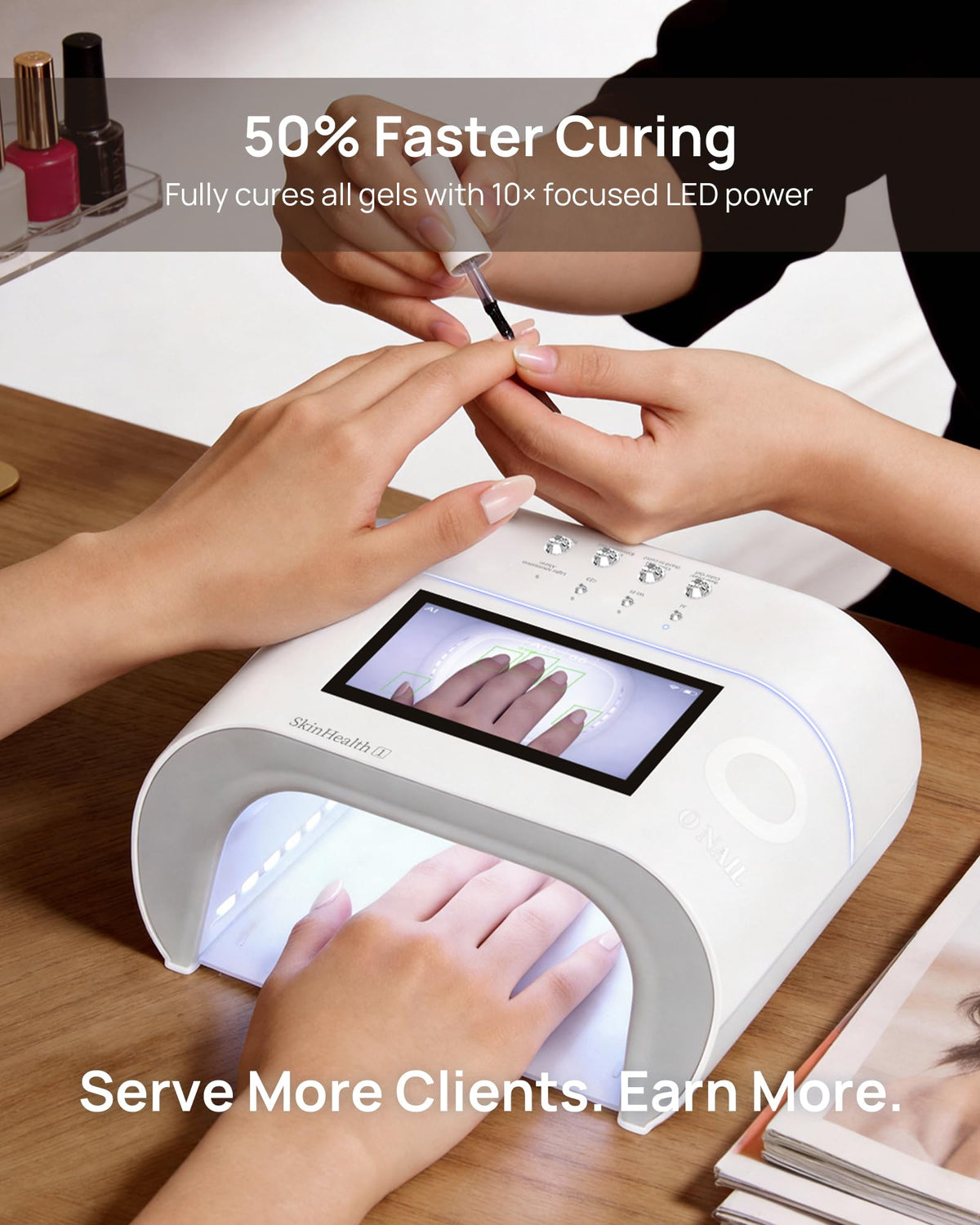 UV LED Nail Lamp for Gel Nails - O NAIL AI Smart Precision Scan Reduces UV Exposure, 109 LED Nail Dryer with HD Display, 2X Fast Curing Light for Salon & Home Pink (Battery Not Included)