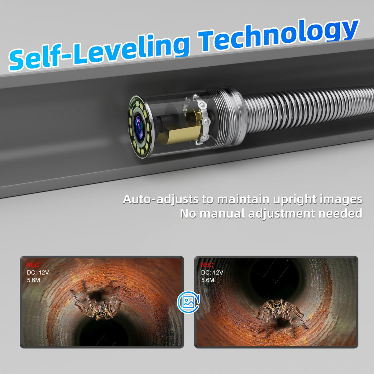 Sanyipace Sewer Camera 230FT/70M with Locator, Self-Leveling Drain Camera with 10.1" Screen, Pipe Inspection Camera 512Hz, DVR with Speaker, Distance Counter, 1080P Plumbing Camera with 12PCS Lights